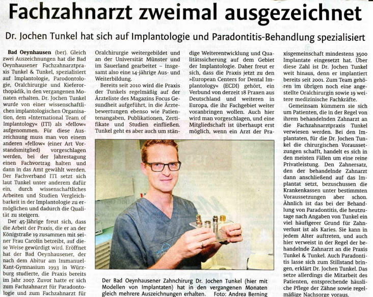 Zeitung Auszeichnung Tunkel & Tunkel