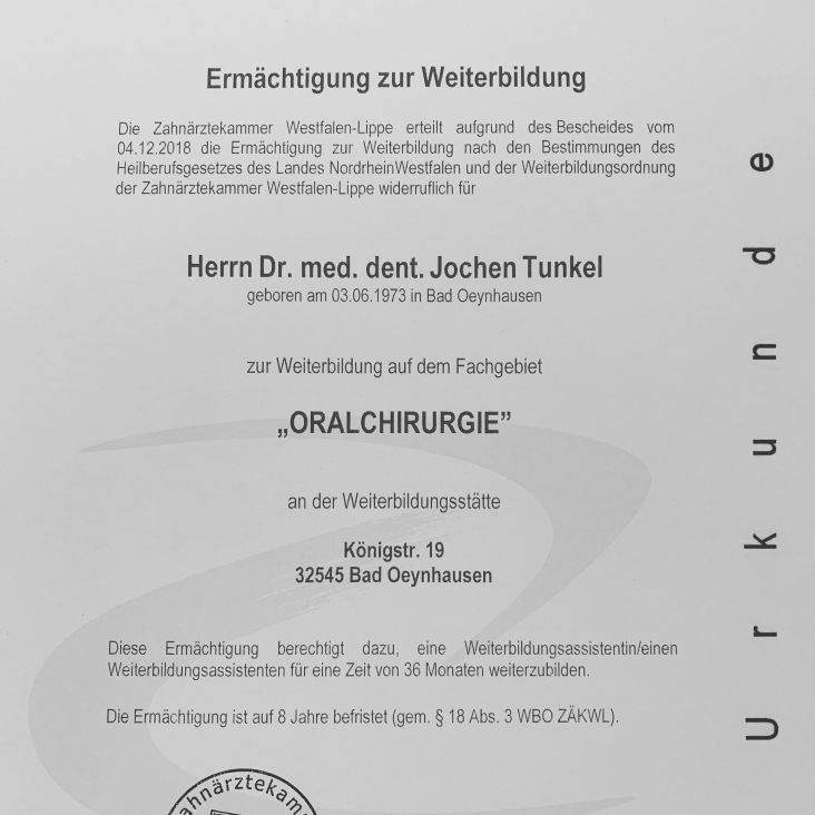 Ermächtigung zur Weiterbildung