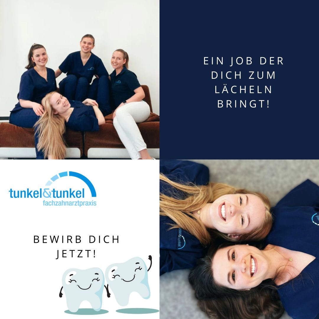 Ein neuer Job, der dich zum Lächeln bringt Fröhliche Mitarbeiterin einer Zahnarztpraxis – neuer Job mit positiver Atmosphäre